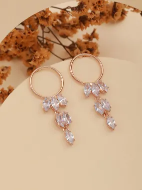 JAZZ AND SIZZLE Rose Gold-Plated CZ Studded Contemporary Hoop Earrings