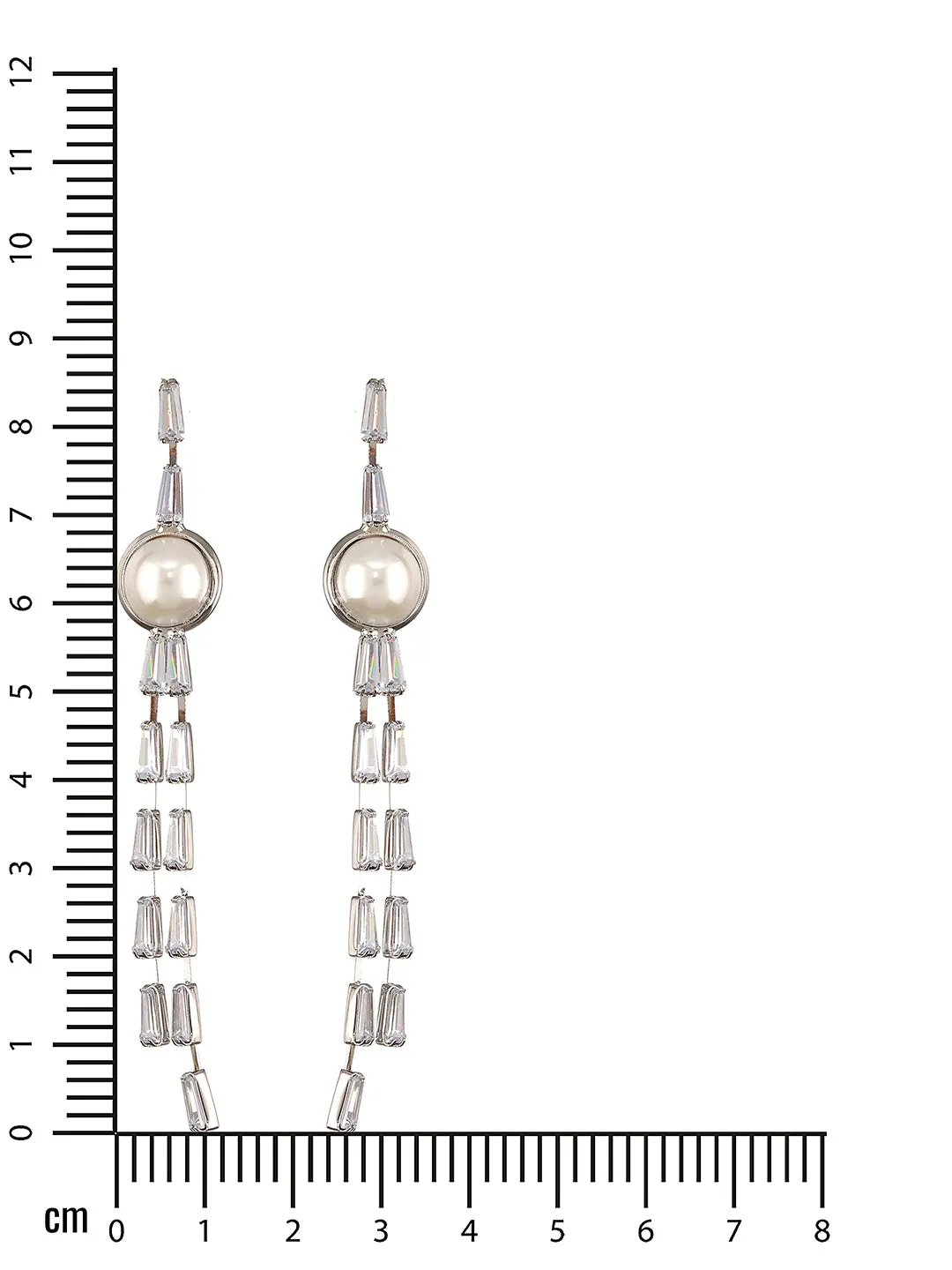 JAZZ AND SIZZLE Silver-Toned Rhodium-Plated CZ Studded Contemporary Drop Earrings