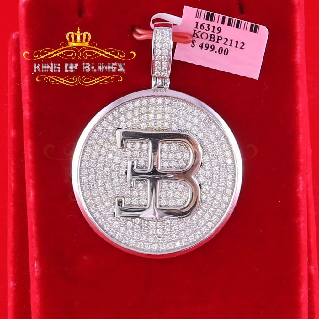 King Of Bling's White Sterling Silver Numeric BE Letter Pendant with 3.04ct Cubic Zirconia Stone