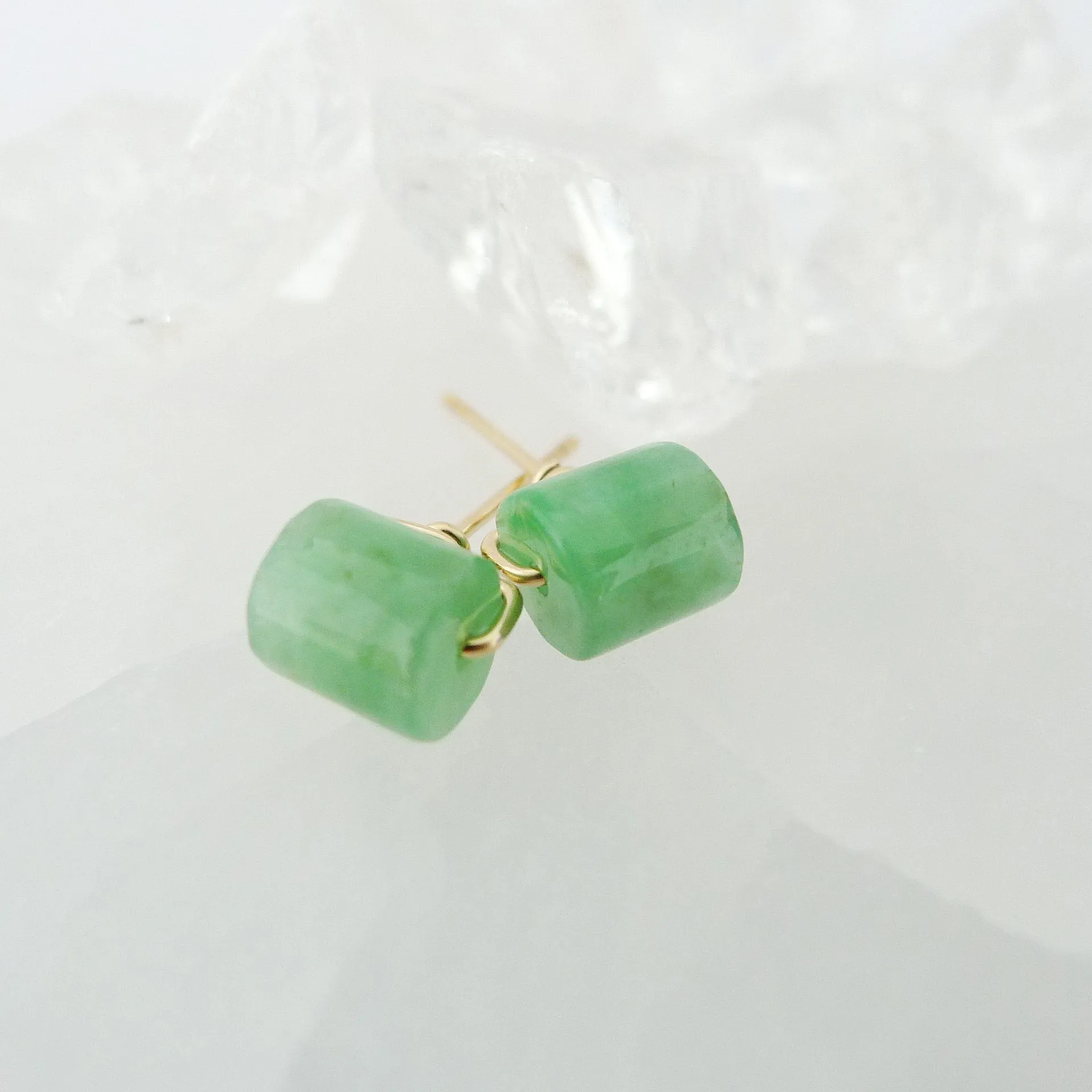 Lana Earstuds (6mm - 6.5mm) / Green Barrel Jade