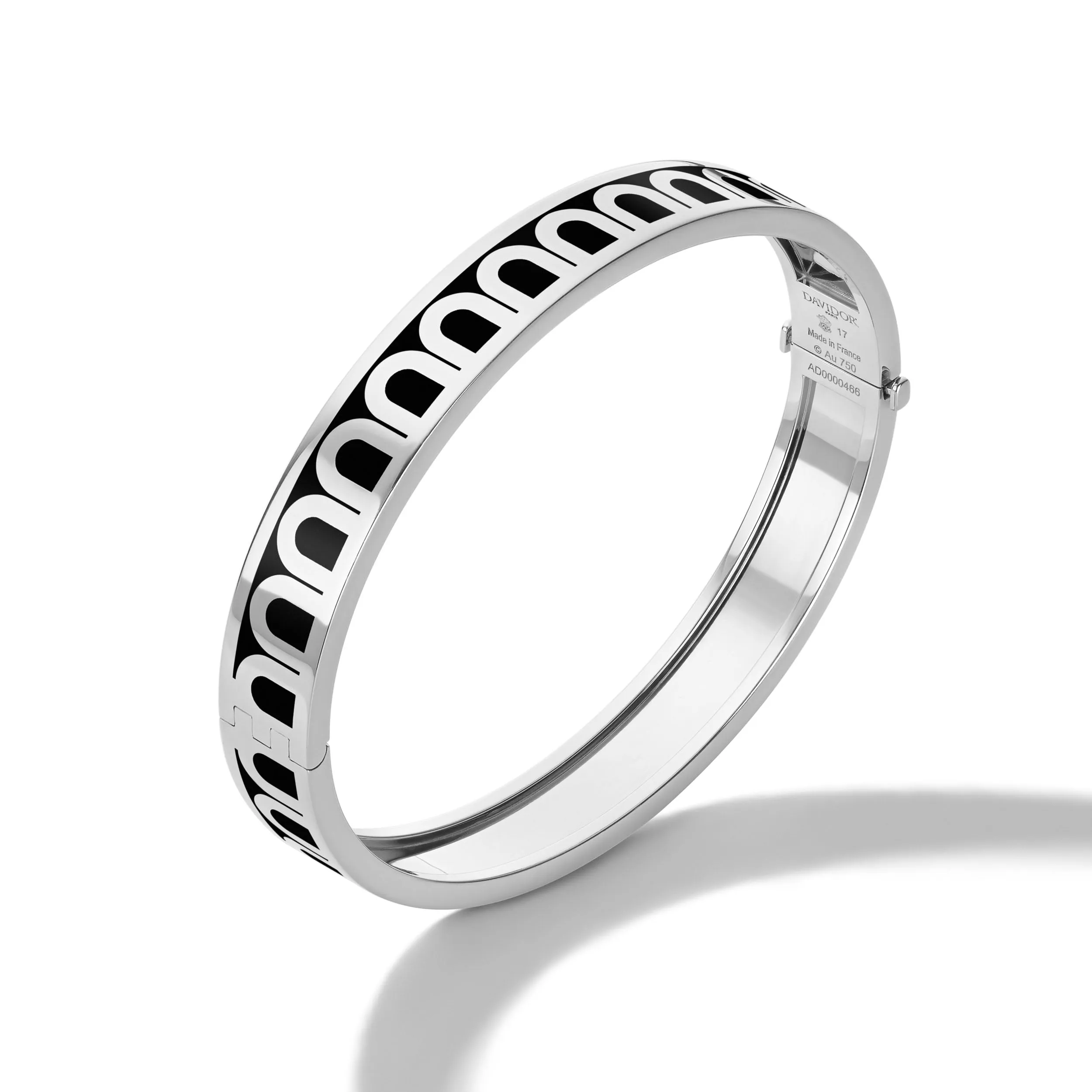 L'Arc de DAVIDOR Bangle MM, 18k White Gold with Lacquered Ceramic