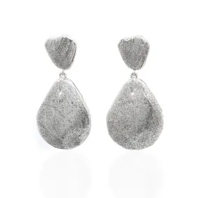 Large Teardrop Shell Earring Silver Stardust