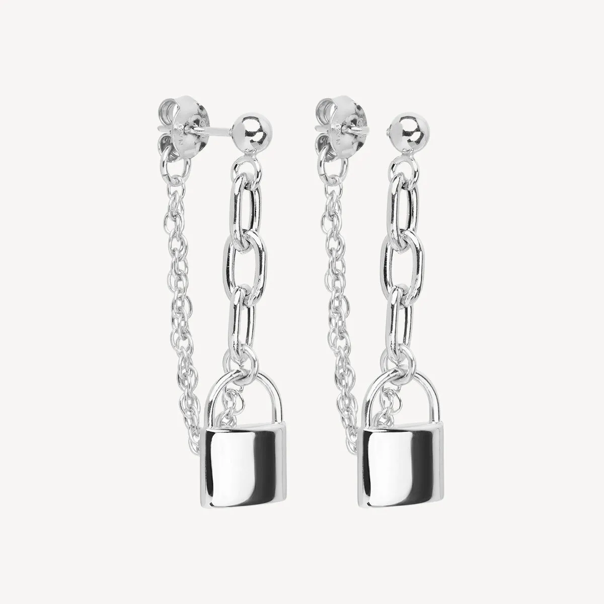 Love Lock Chain Stud Earrings