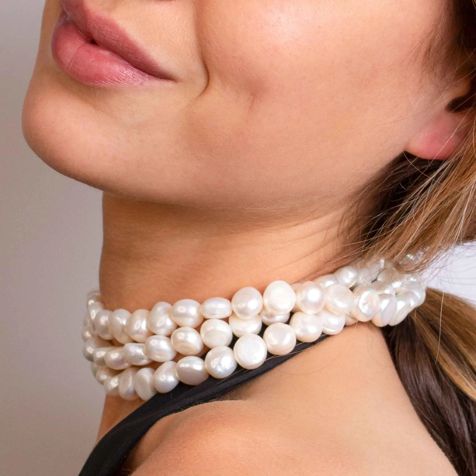 Mabelle 3-Strand Pearl Choker Necklace