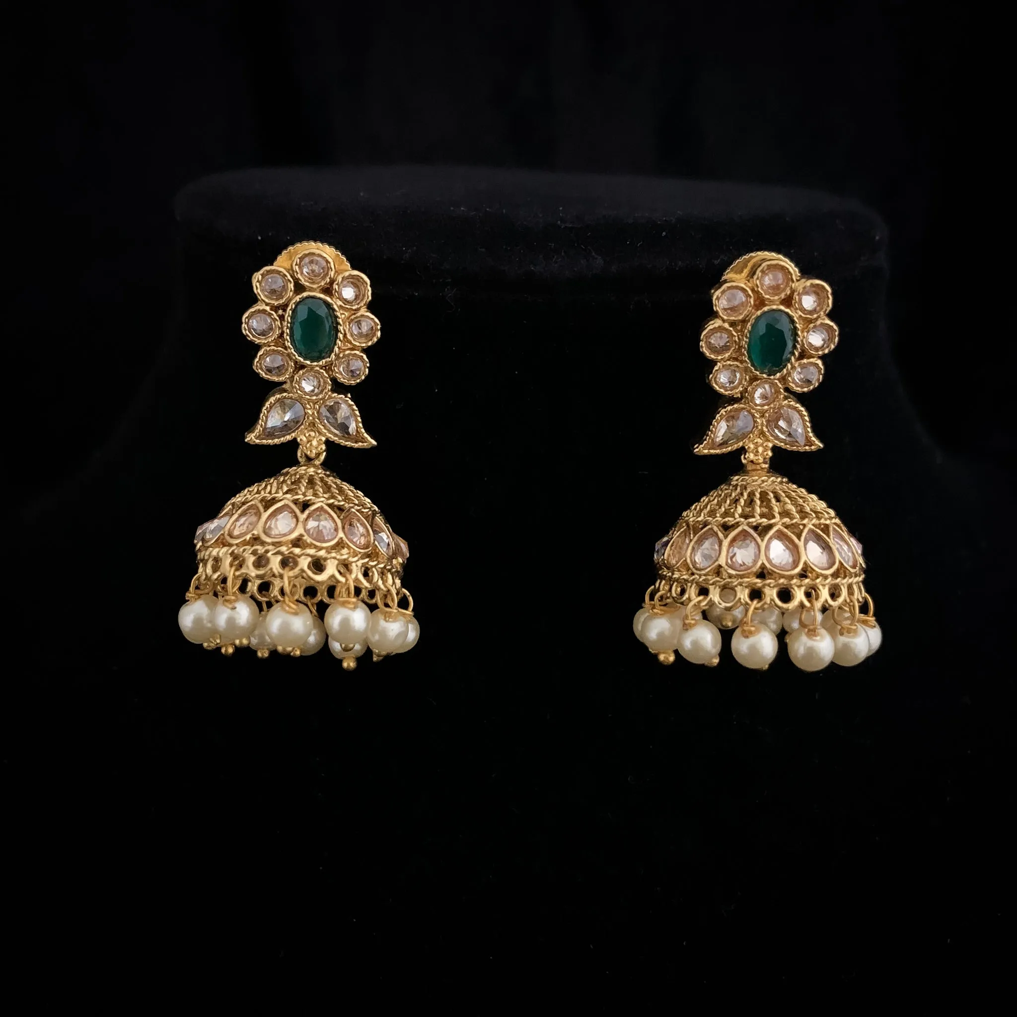 Magnificient Peacock Antique Gold Necklace Set with LCD stones and jhumka