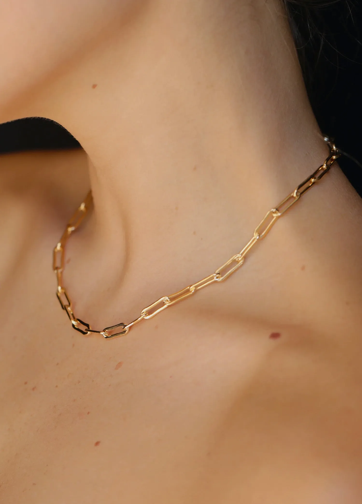 Mara Rectangle Link Chain Choker 14k Gold Filled