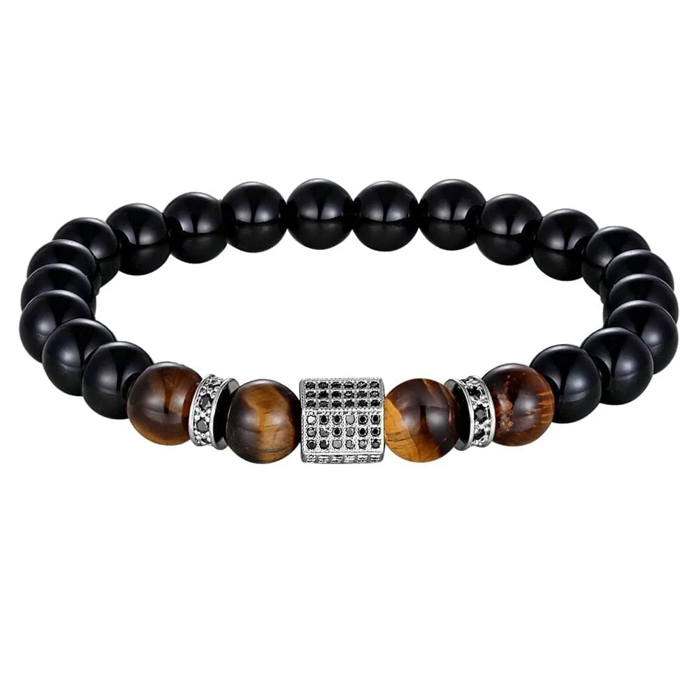 Matte Onyx Stone and Tiger Eye Bracelet