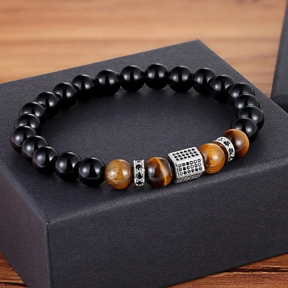 Matte Onyx Stone and Tiger Eye Bracelet