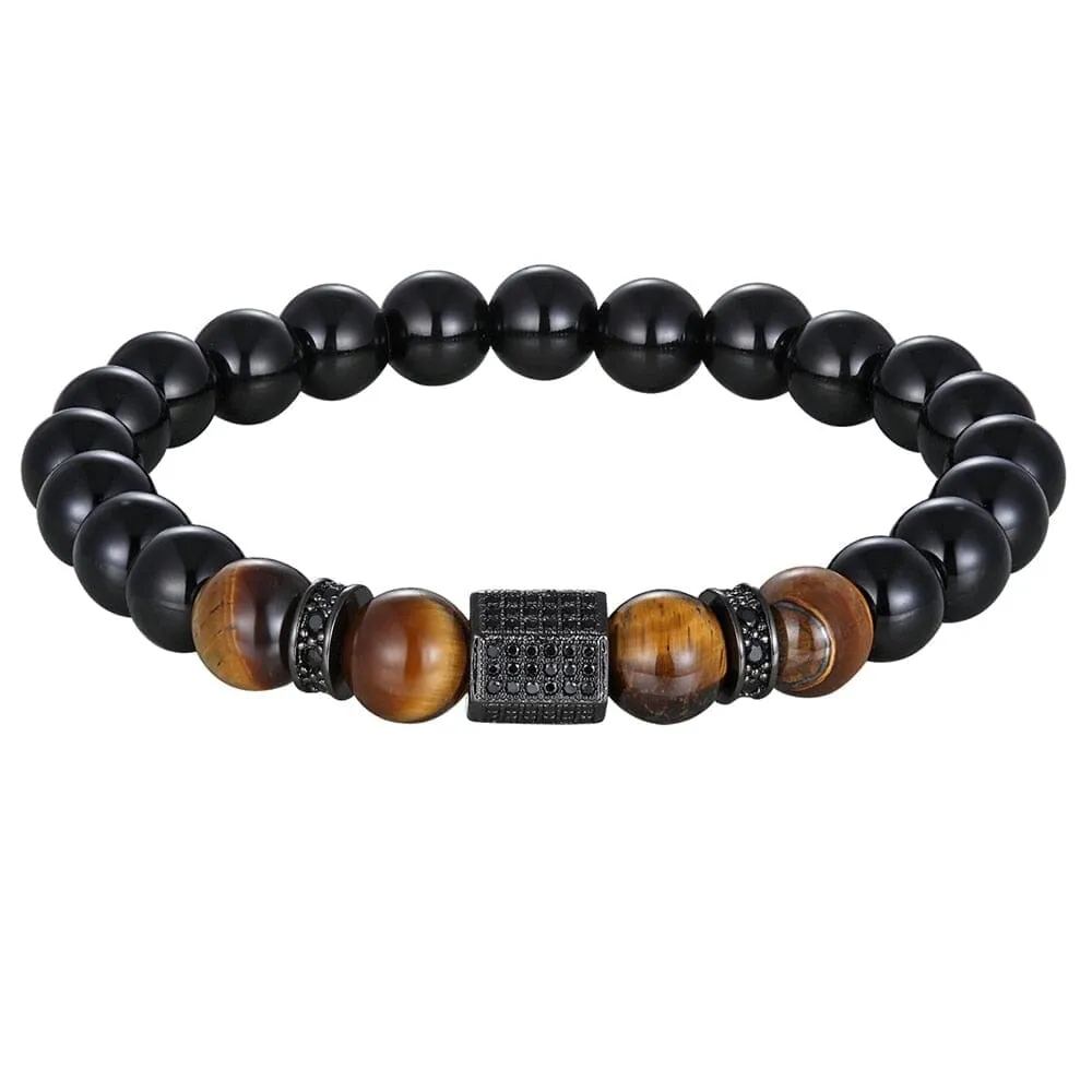 Matte Onyx Stone and Tiger Eye Bracelet