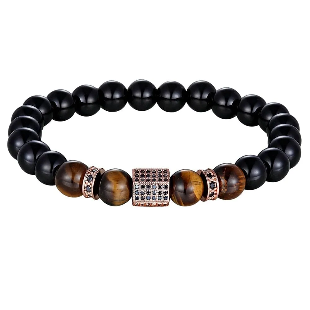 Matte Onyx Stone and Tiger Eye Bracelet