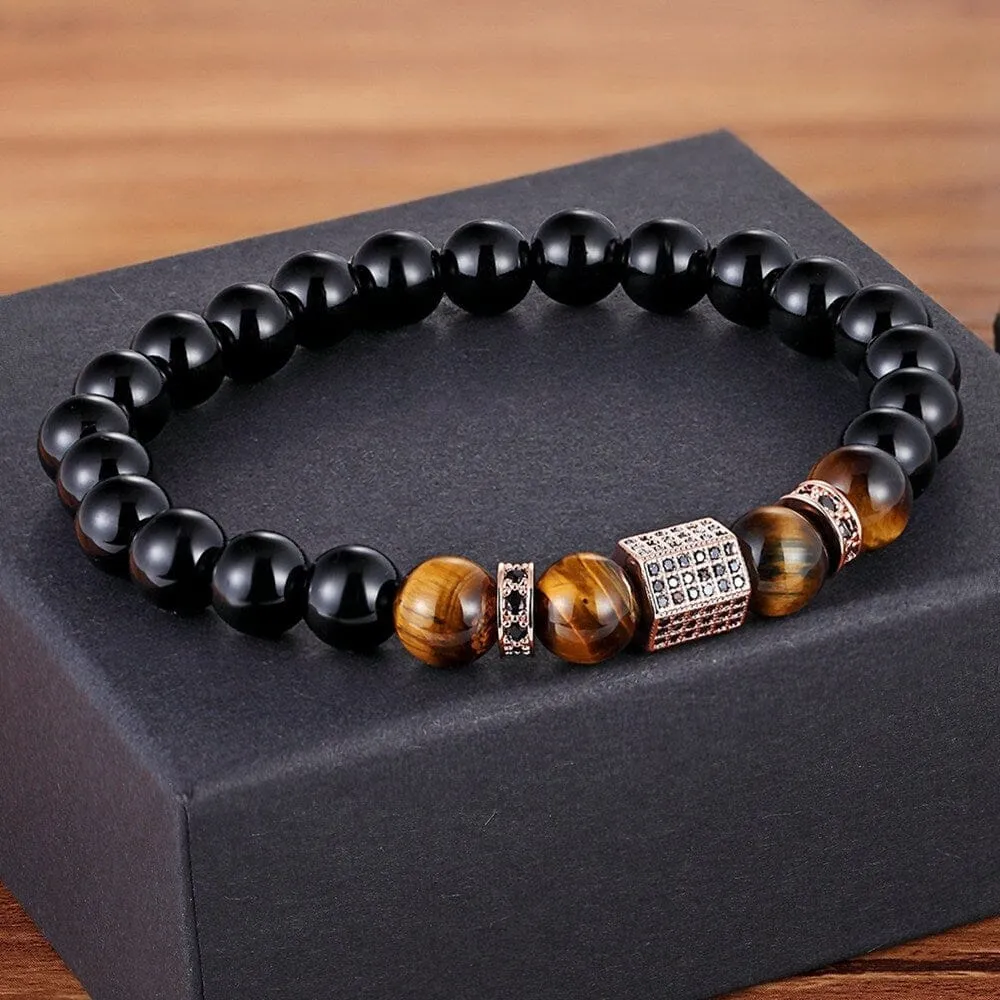 Matte Onyx Stone and Tiger Eye Bracelet