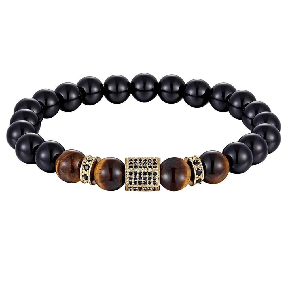 Matte Onyx Stone and Tiger Eye Bracelet