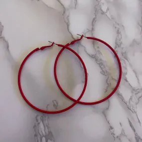 Matte Red Hoop Earrings