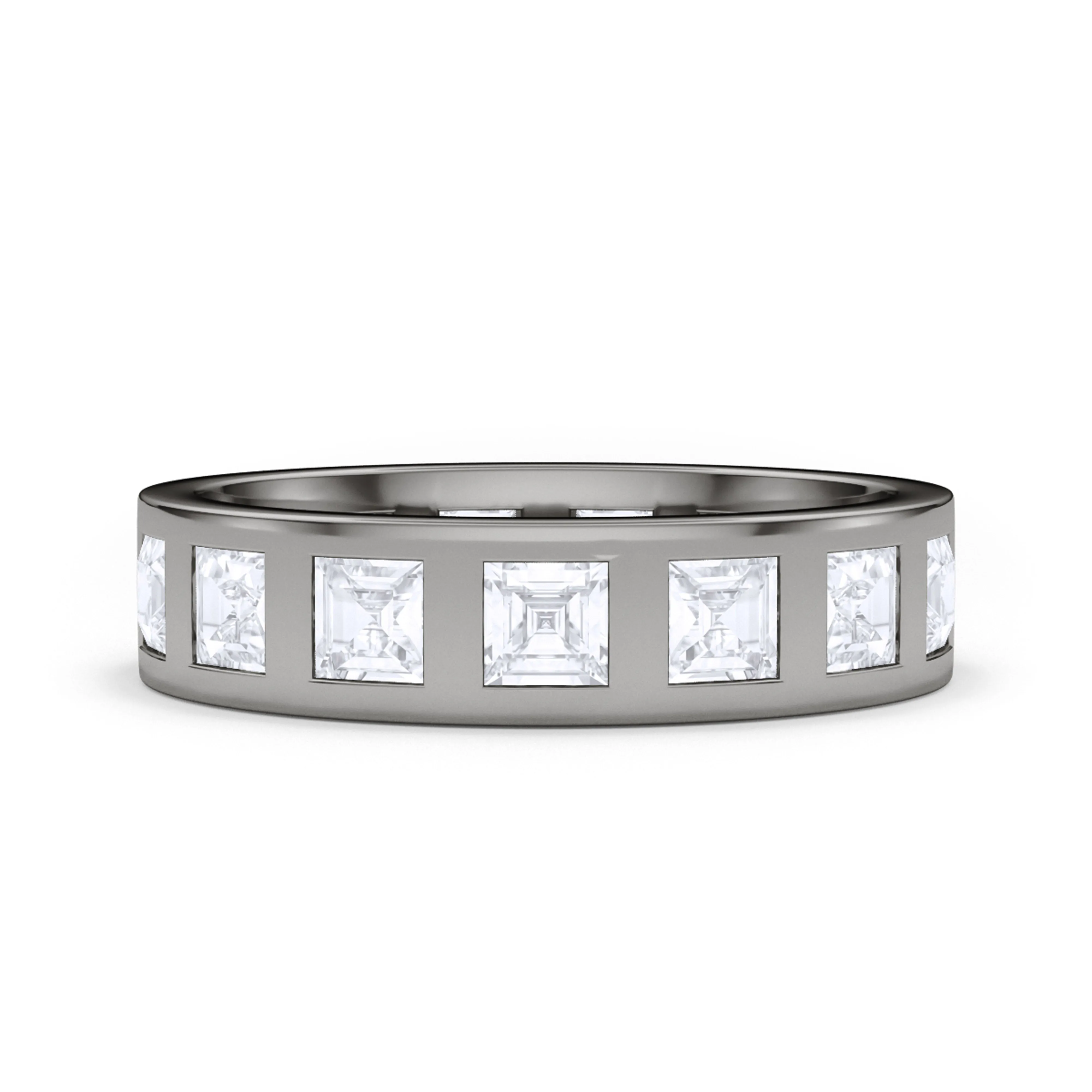 Mens Asscher Cut Diamonds In The Band Ring