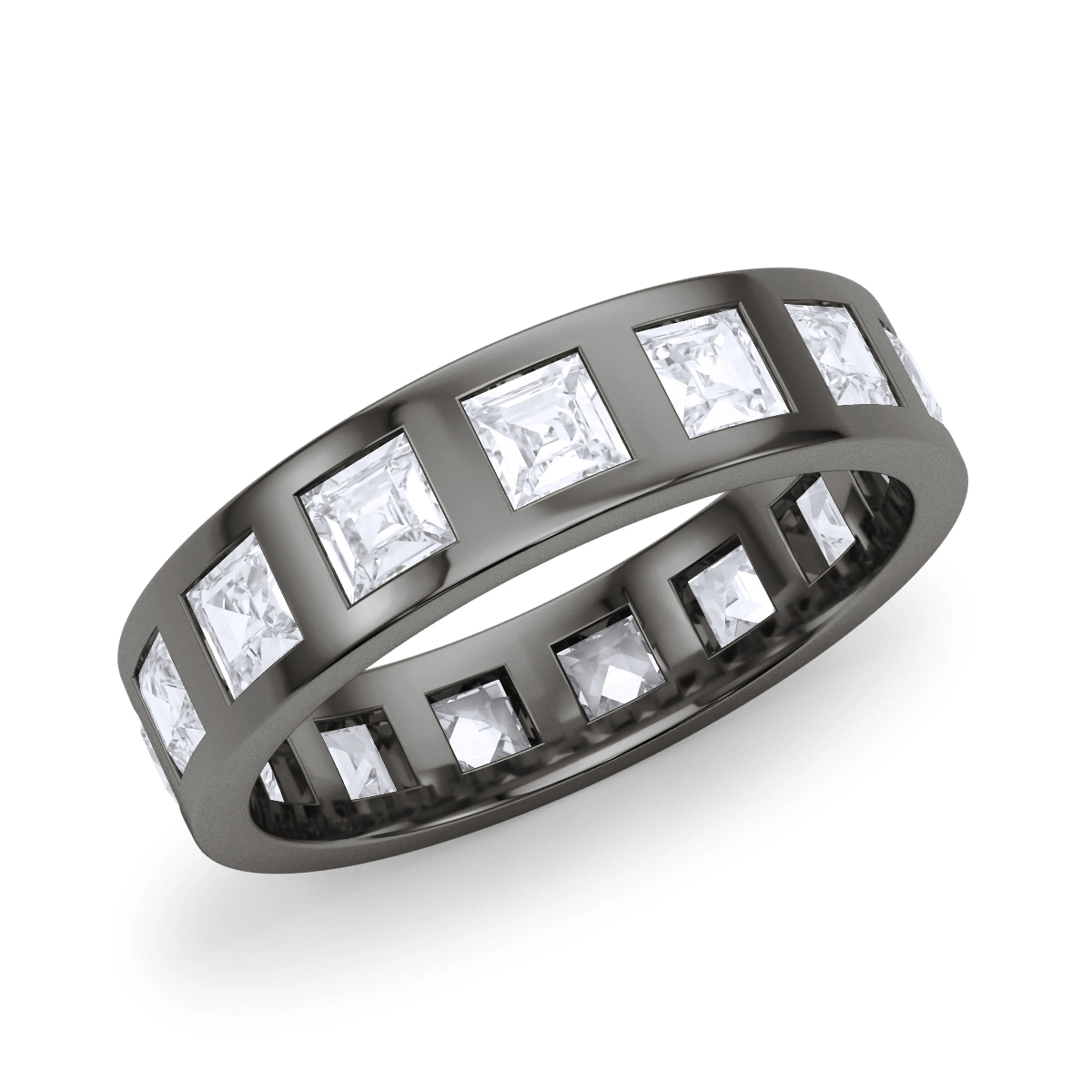 Mens Asscher Cut Diamonds In The Band Ring