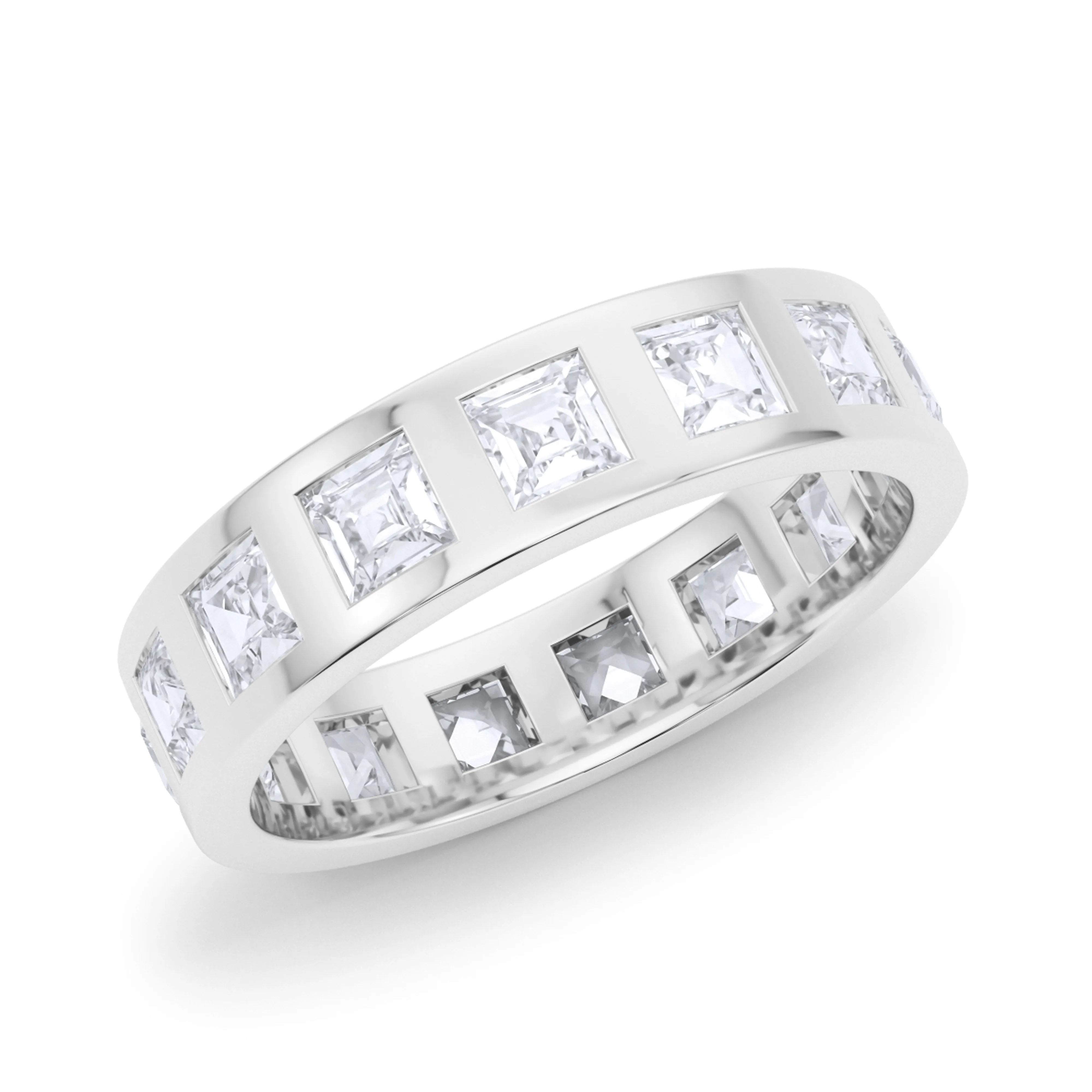 Mens Asscher Cut Diamonds In The Band Ring