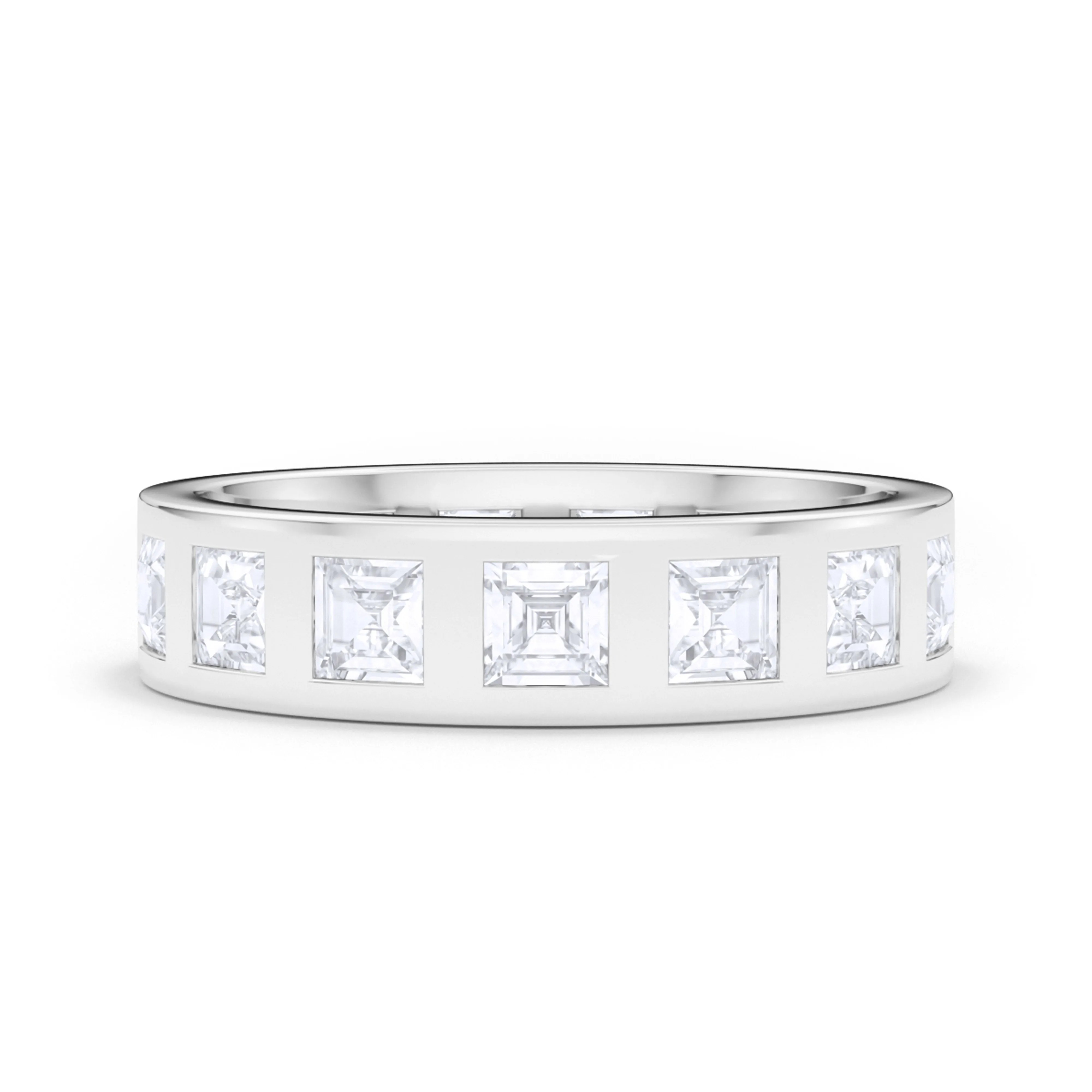 Mens Asscher Cut Diamonds In The Band Ring