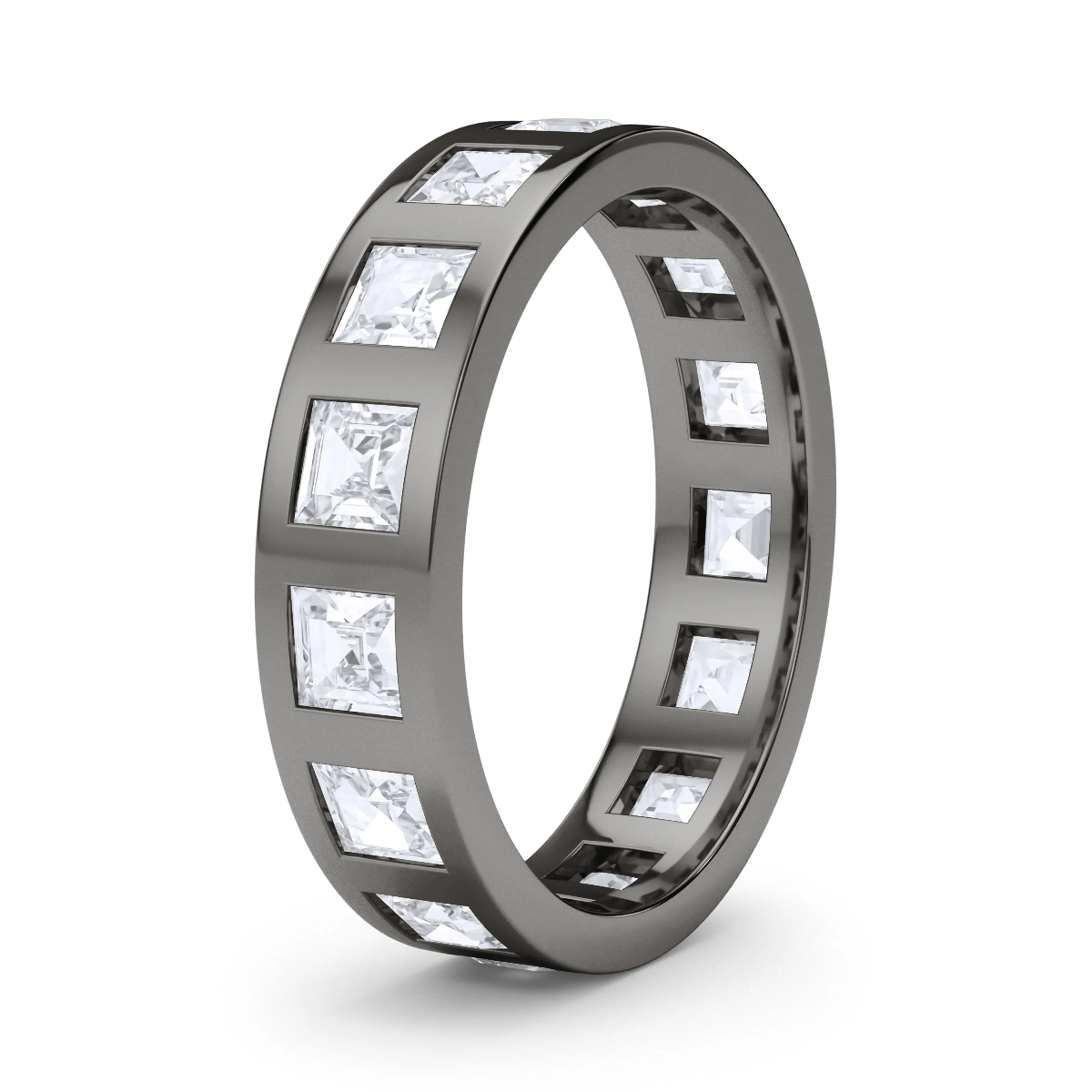 Mens Asscher Cut Diamonds In The Band Ring