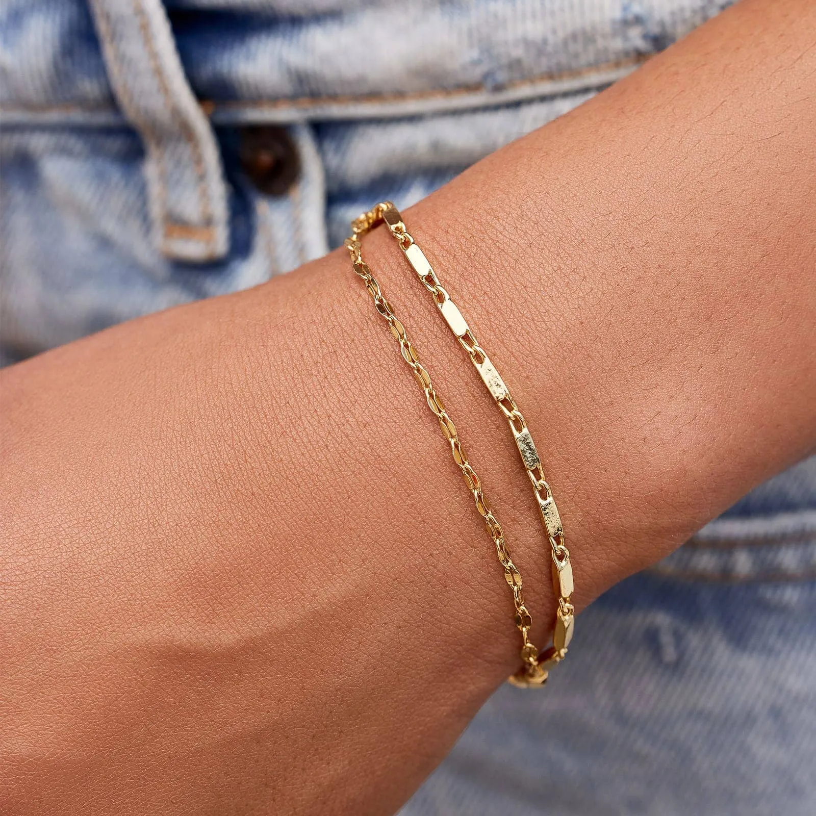 Metal Bead & Chain Stretch Bracelet