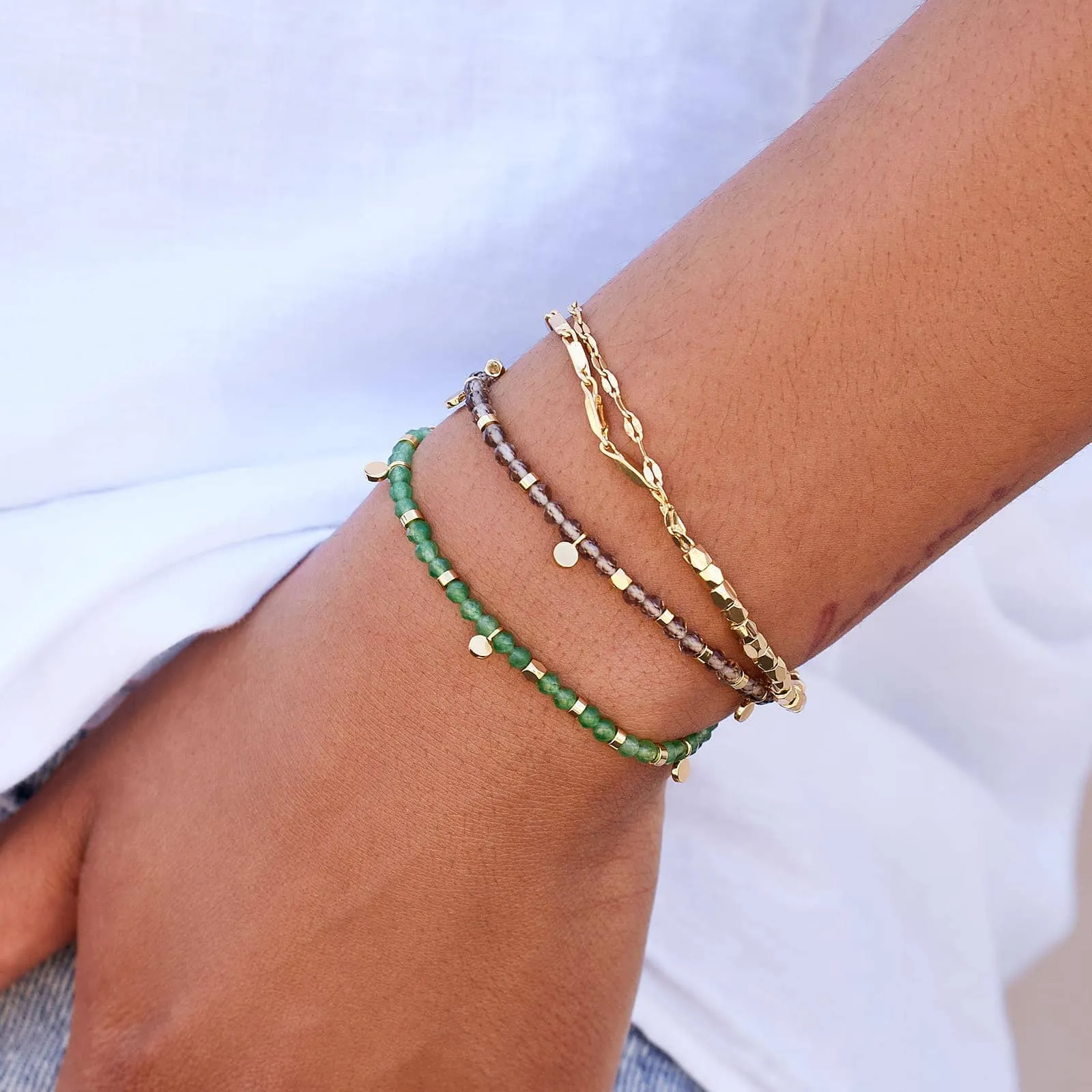 Metal Bead & Chain Stretch Bracelet