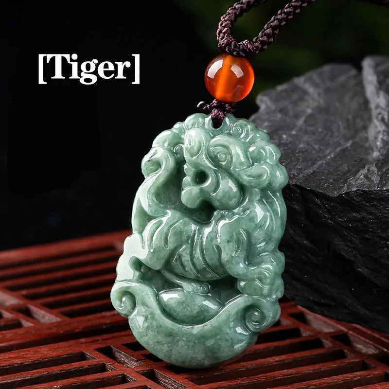 Natural Jadeite the twelve Jade zodiac necklace signs pendant fashion men's and women's accessories jade necklace