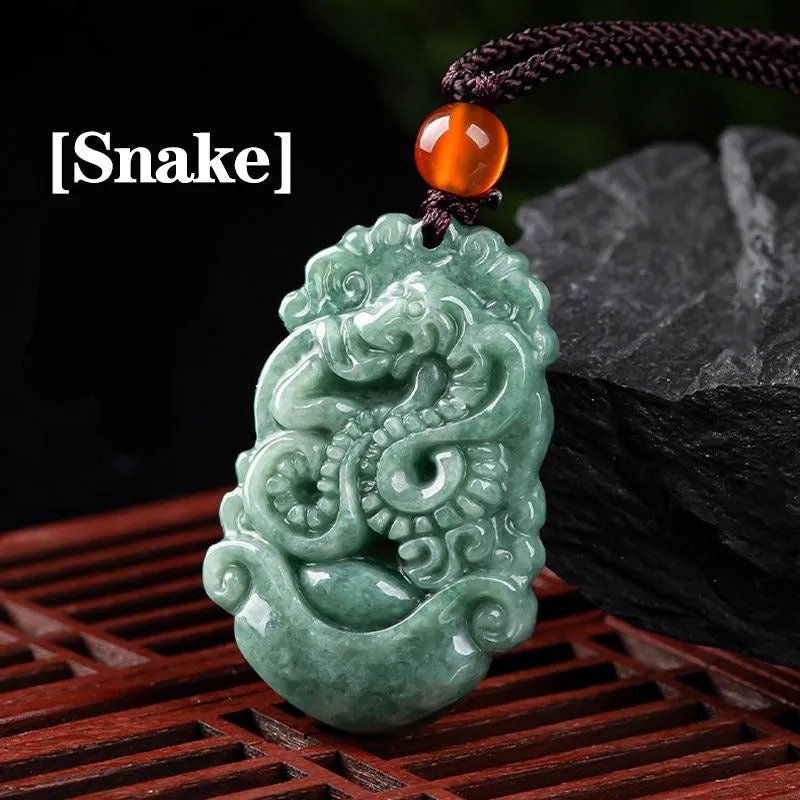 Natural Jadeite the twelve Jade zodiac necklace signs pendant fashion men's and women's accessories jade necklace