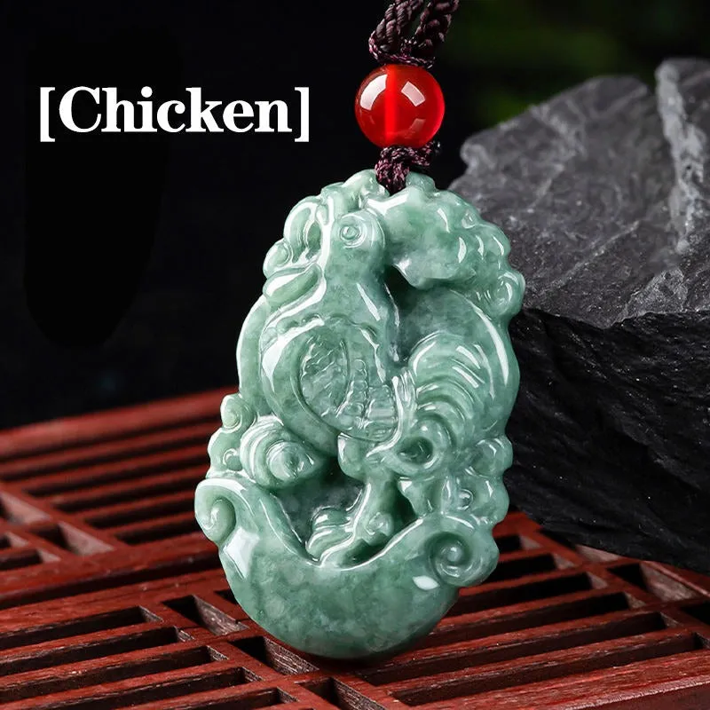 Natural Jadeite the twelve Jade zodiac necklace signs pendant fashion men's and women's accessories jade necklace