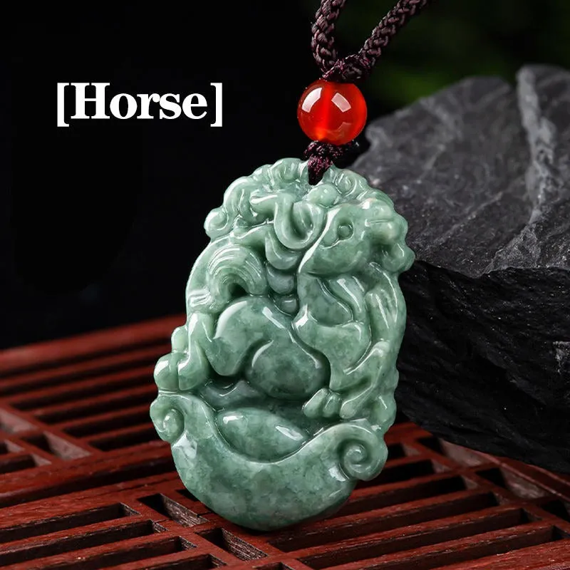 Natural Jadeite the twelve Jade zodiac necklace signs pendant fashion men's and women's accessories jade necklace