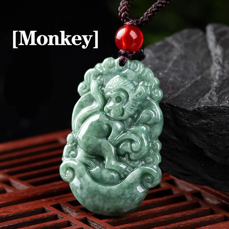 Natural Jadeite the twelve Jade zodiac necklace signs pendant fashion men's and women's accessories jade necklace