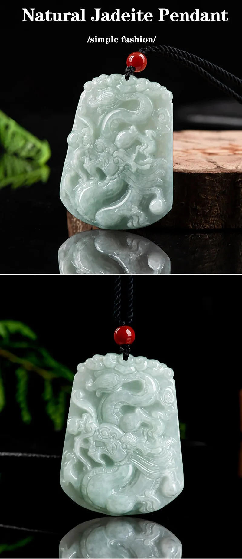 Natural Myanmar Jadeite Long pai pendant