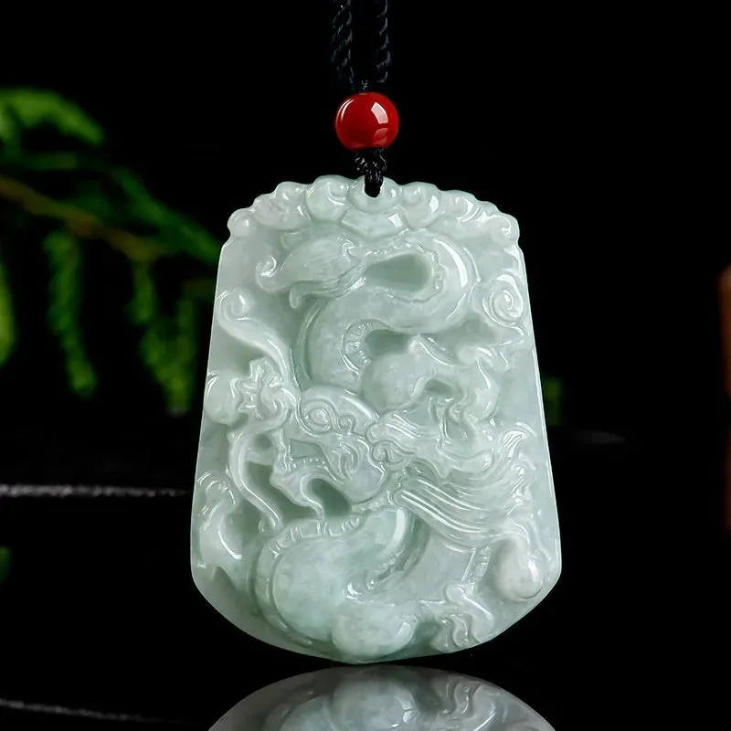 Natural Myanmar Jadeite Long pai pendant