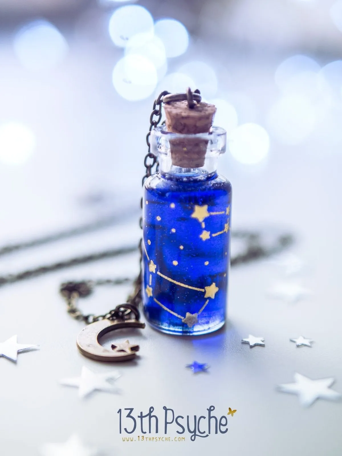 Orion, Andromeda, Ursa major and minor constellation bottle necklace