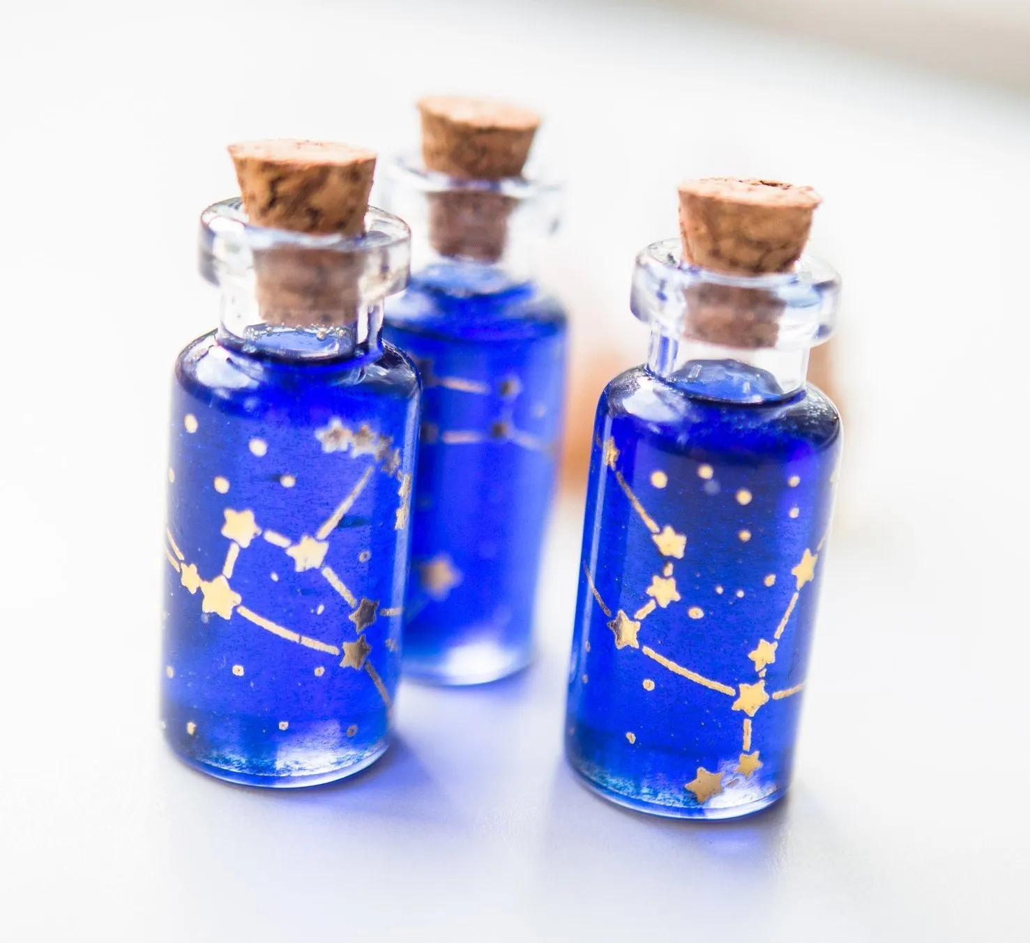 Orion, Andromeda, Ursa major and minor constellation bottle necklace