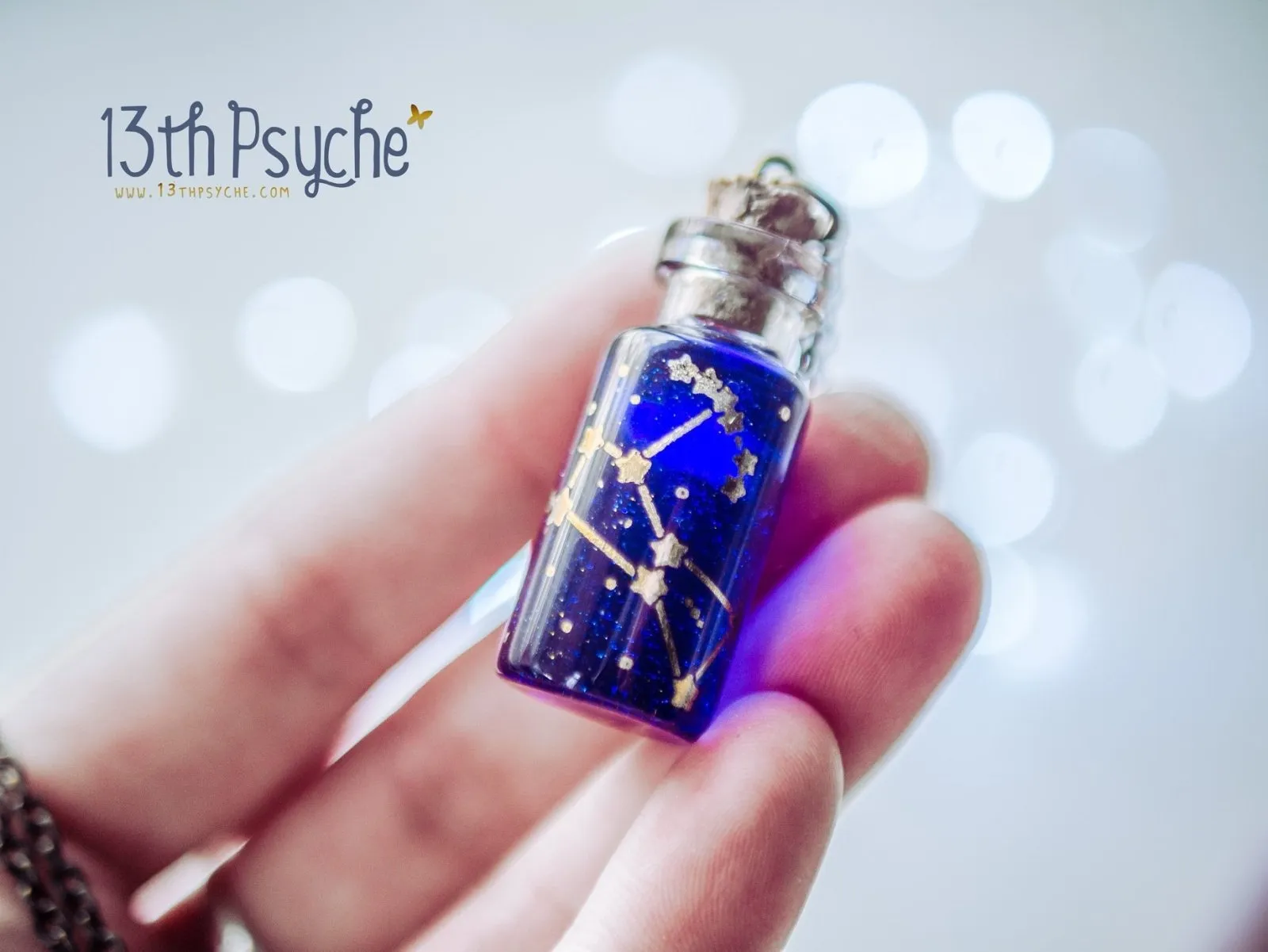 Orion, Andromeda, Ursa major and minor constellation bottle necklace