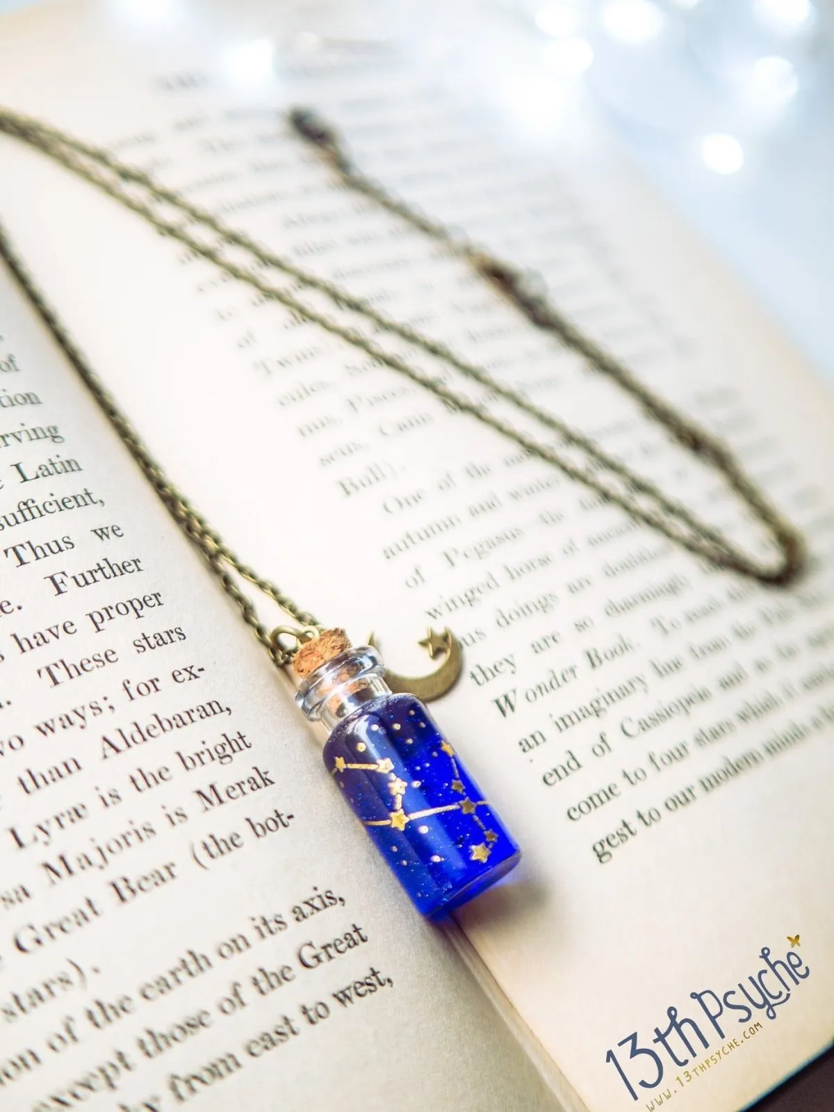 Orion, Andromeda, Ursa major and minor constellation bottle necklace