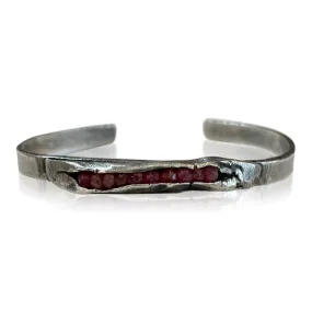 Oxidized Sterling Cuff with Channel Gems