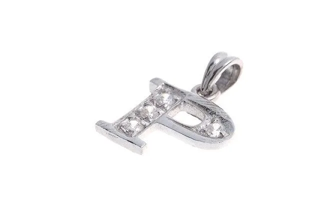 'P' Initial Pendant 18ct White Gold Cubic Zirconia (1g) P-5569