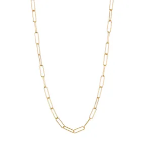 Paper Clip Oval Link Layering Necklace silver gold