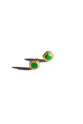 Park — Green jade square stud earrings