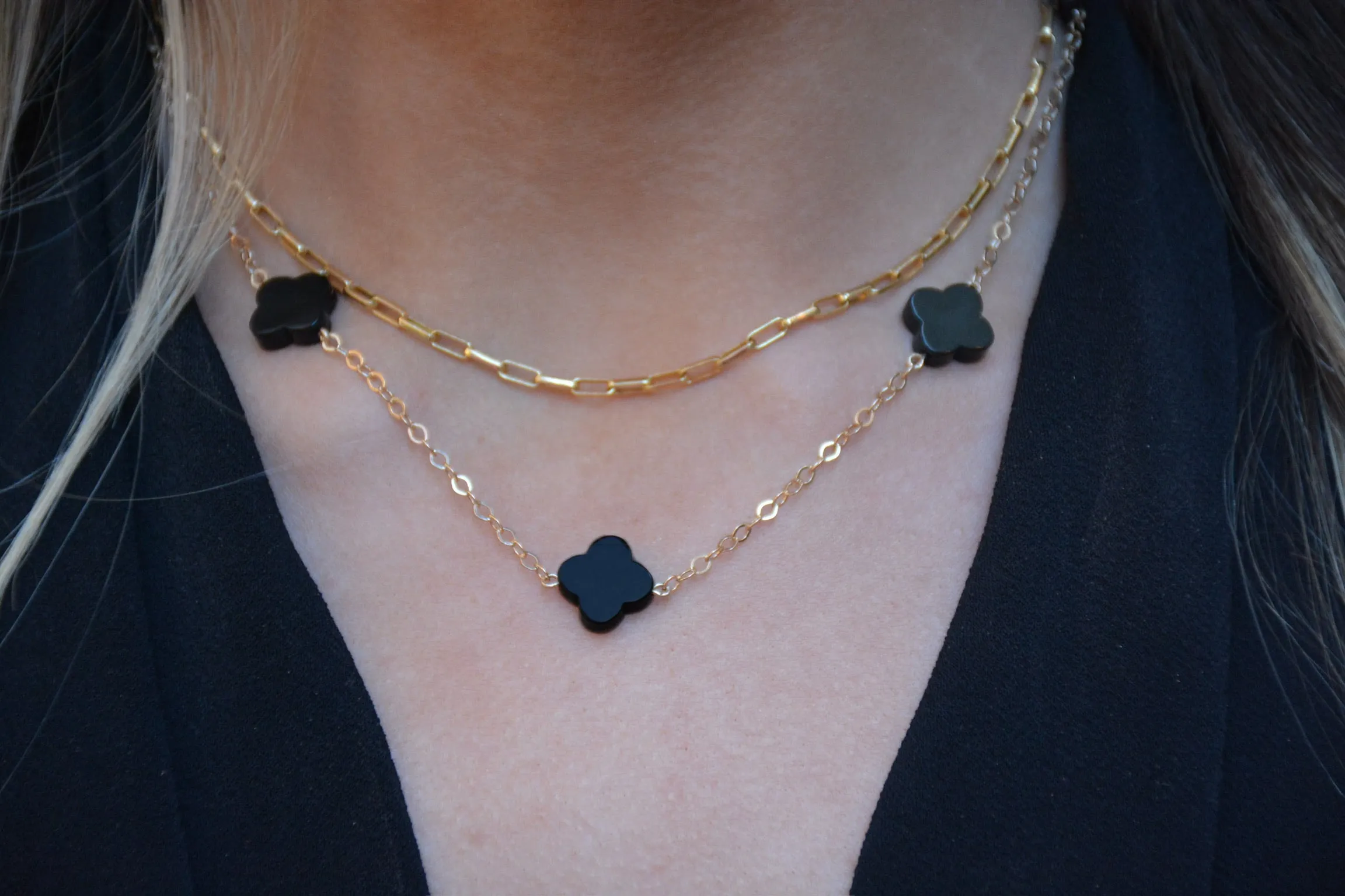 Payton Clover Choker - Onyx