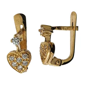 PB4657 - 19.2k Portuguese Gold Heart Kid's C.Z. Earrings