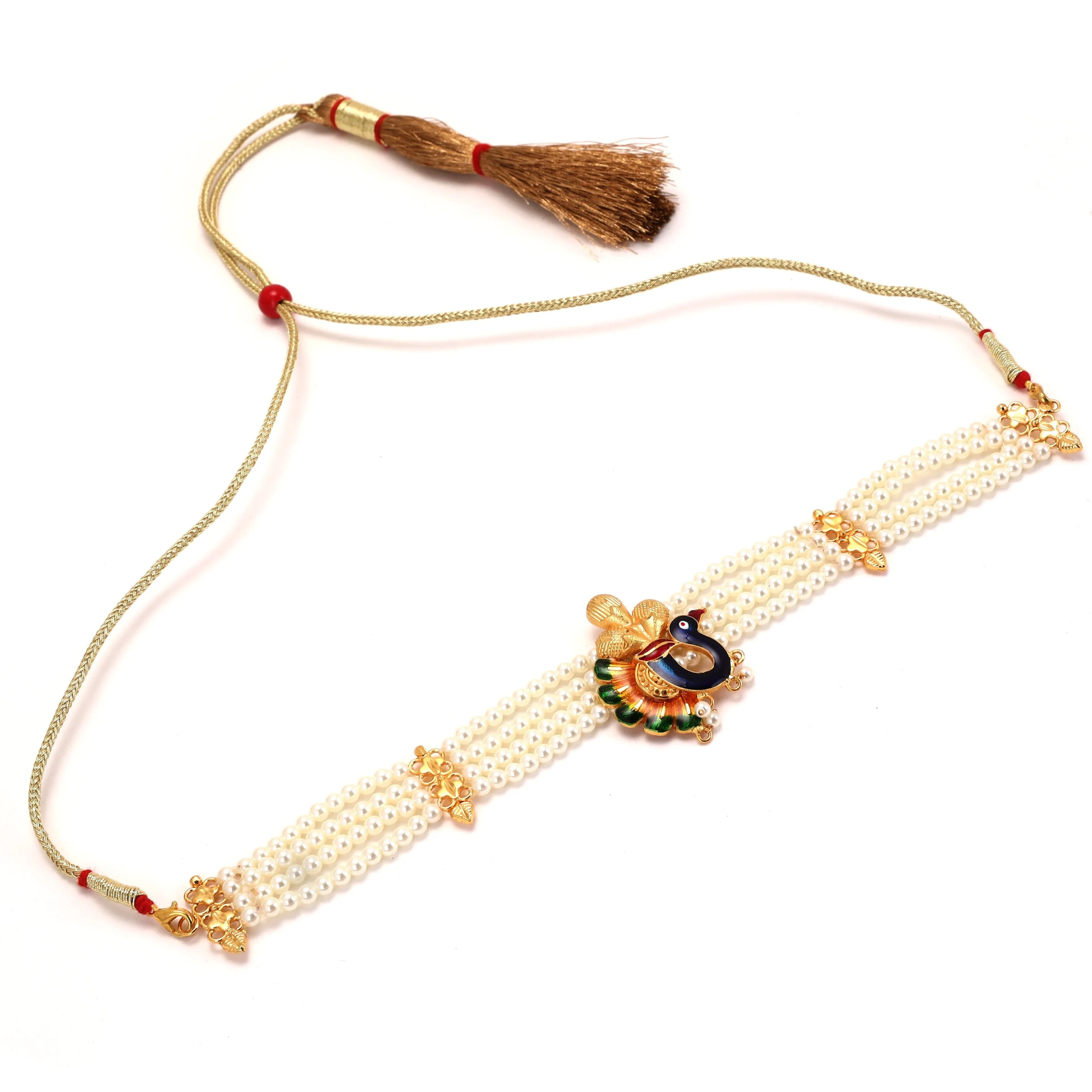 Peacock Motif Minakari  Beads Choker Set