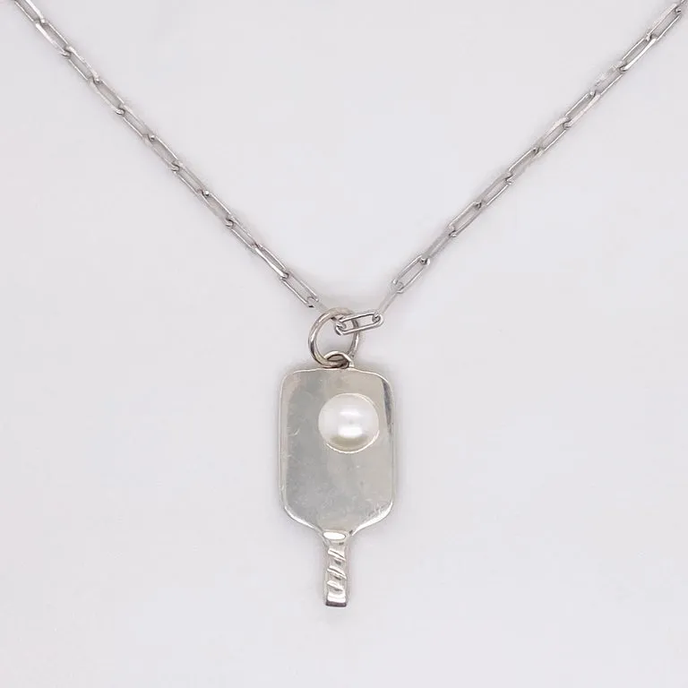 Pearl Pickleball Paddle Necklace