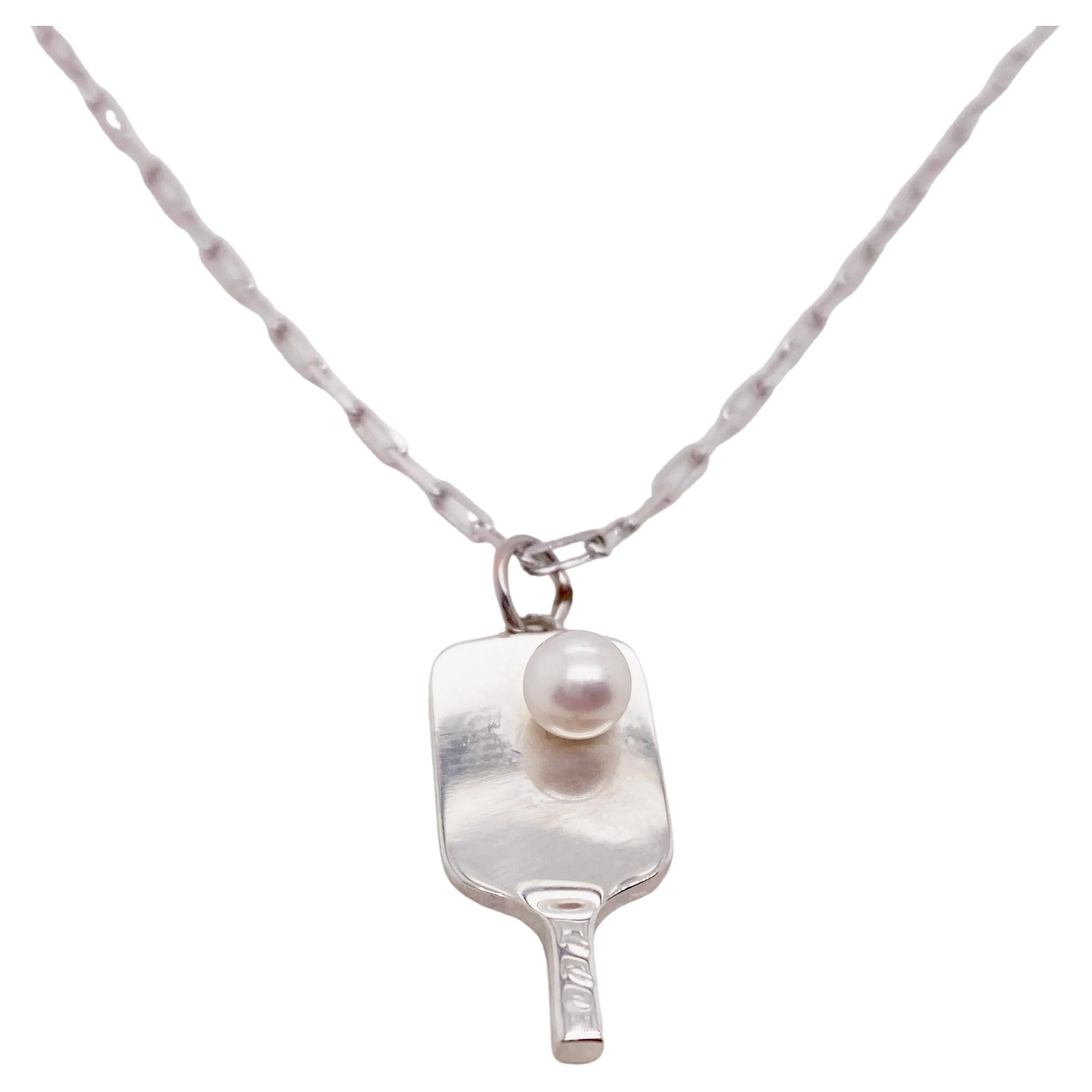 Pearl Pickleball Paddle Necklace