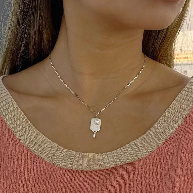 Pearl Pickleball Paddle Necklace