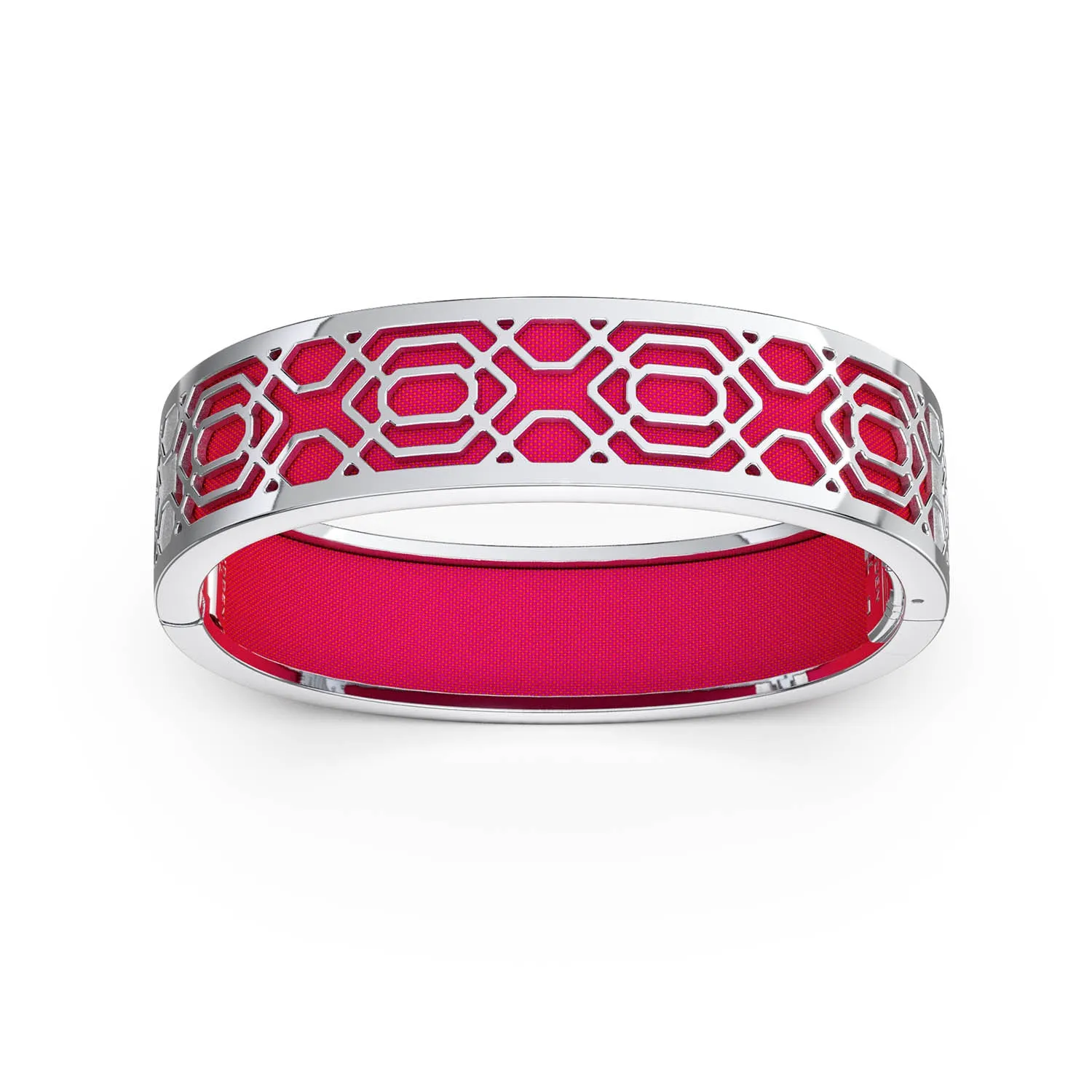 Peranakan Grace Bangle - Dragonfruit Pink - Sterling Silver