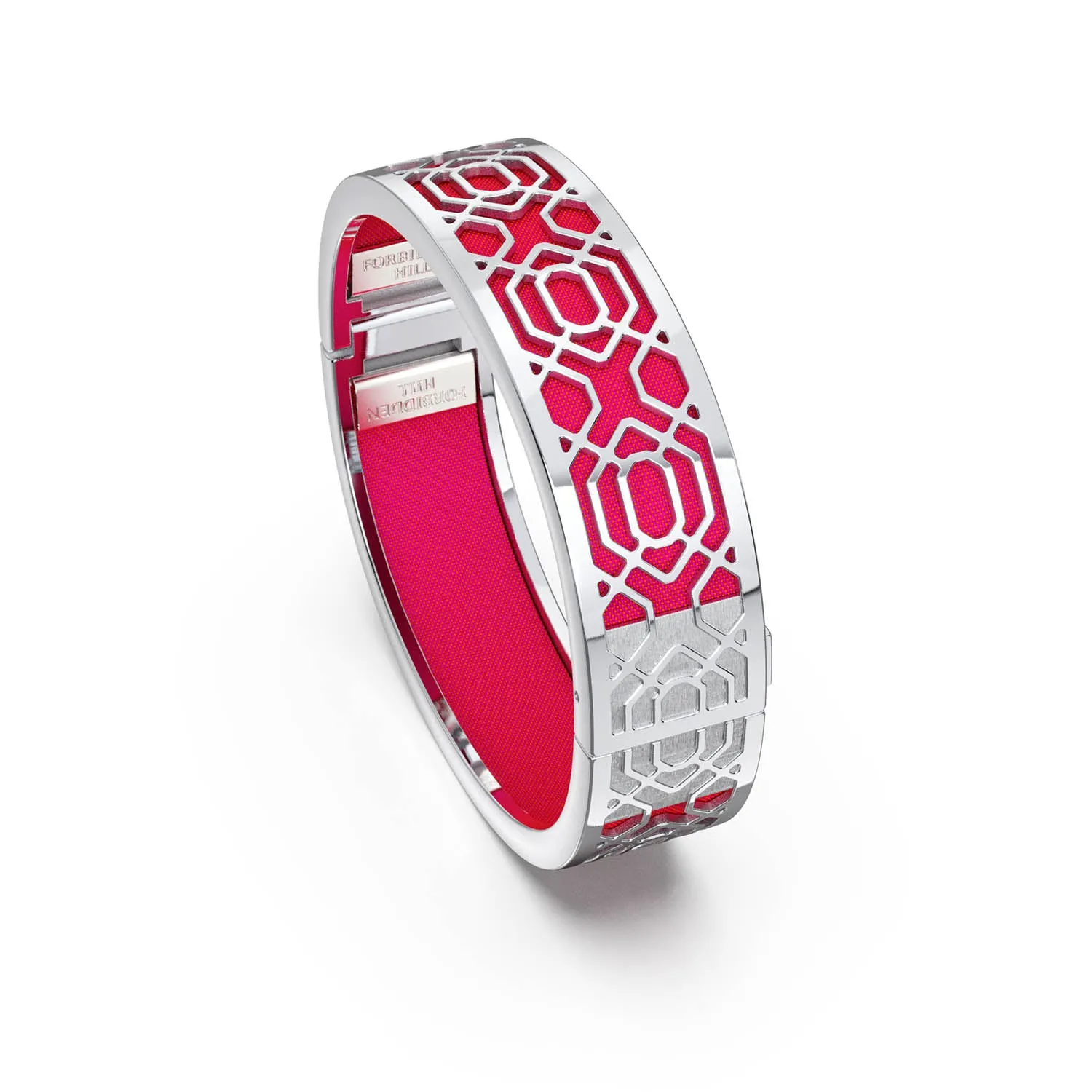 Peranakan Grace Bangle - Dragonfruit Pink - Sterling Silver