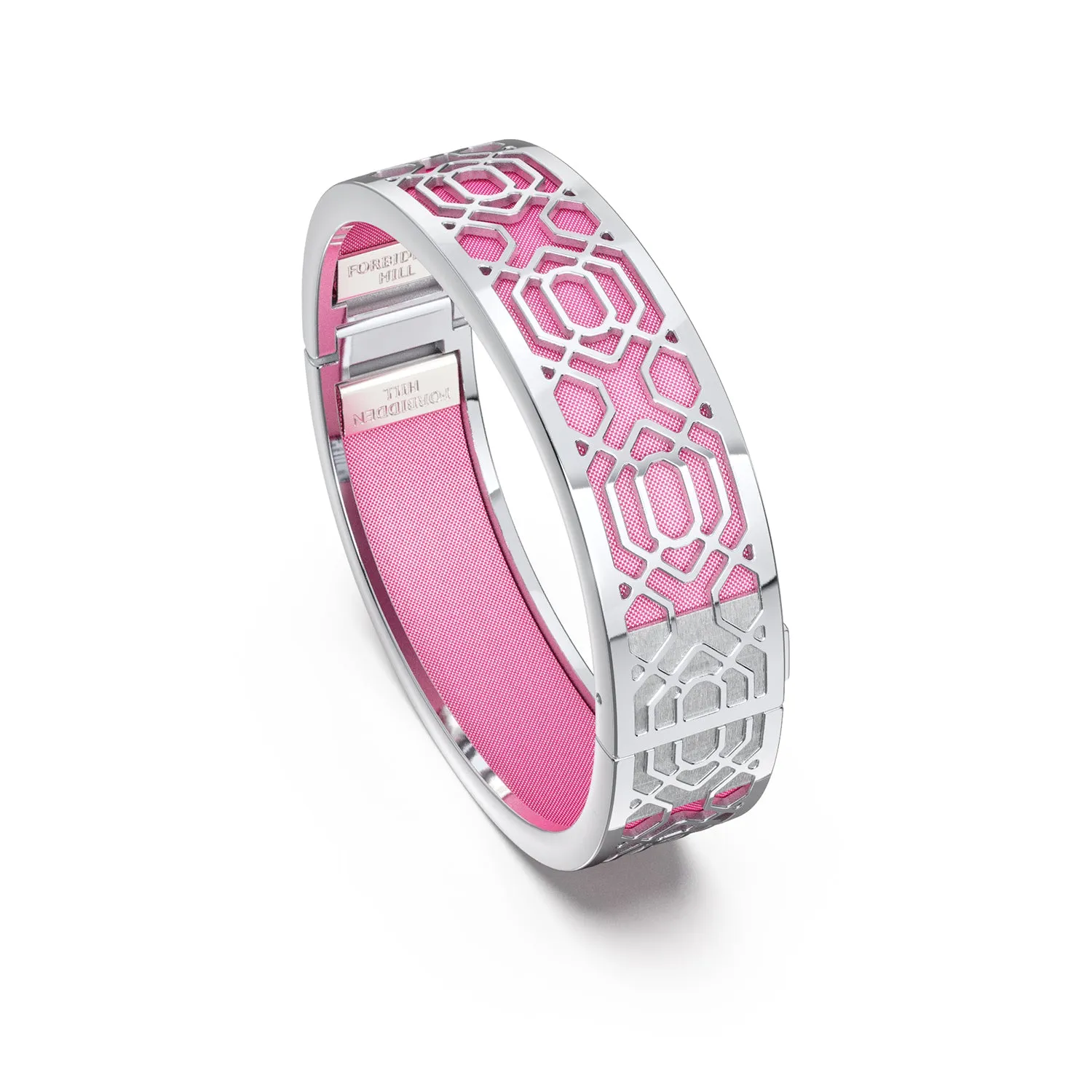 Peranakan Grace Bangle - Guava Pink - Sterling Silver