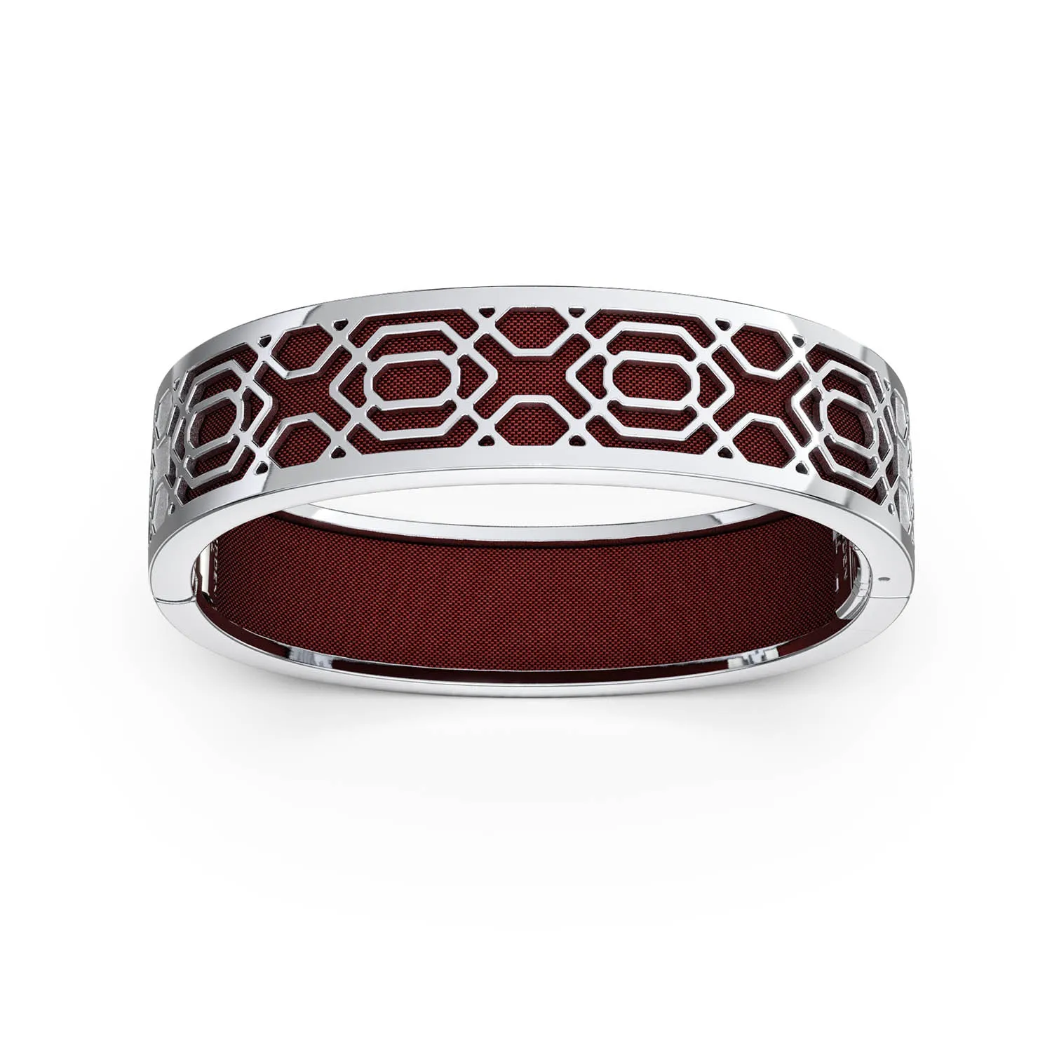 Peranakan Grace Bangle - Mangosteen Red - Sterling Silver