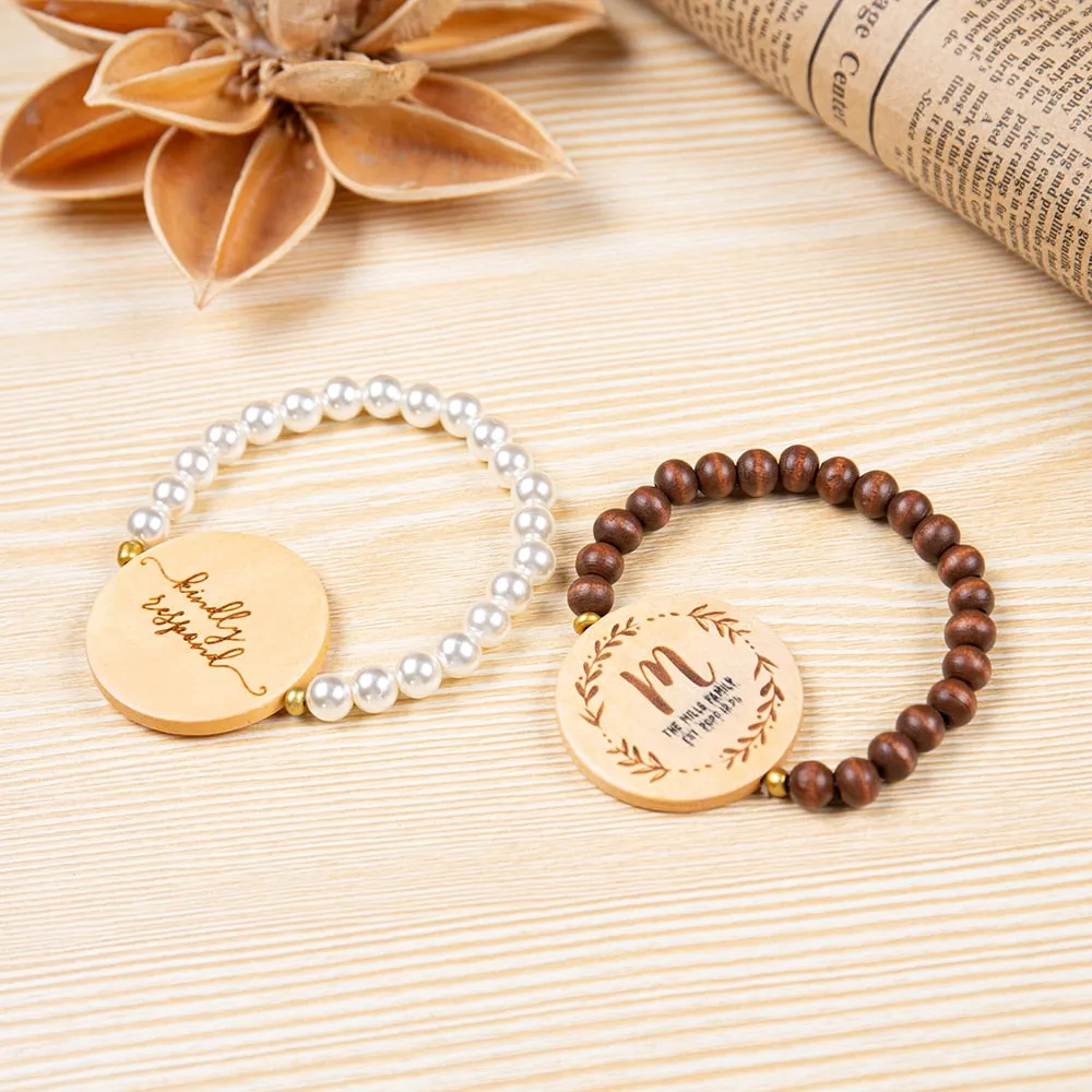 Personalized Engraving Round Wooden Bracelet